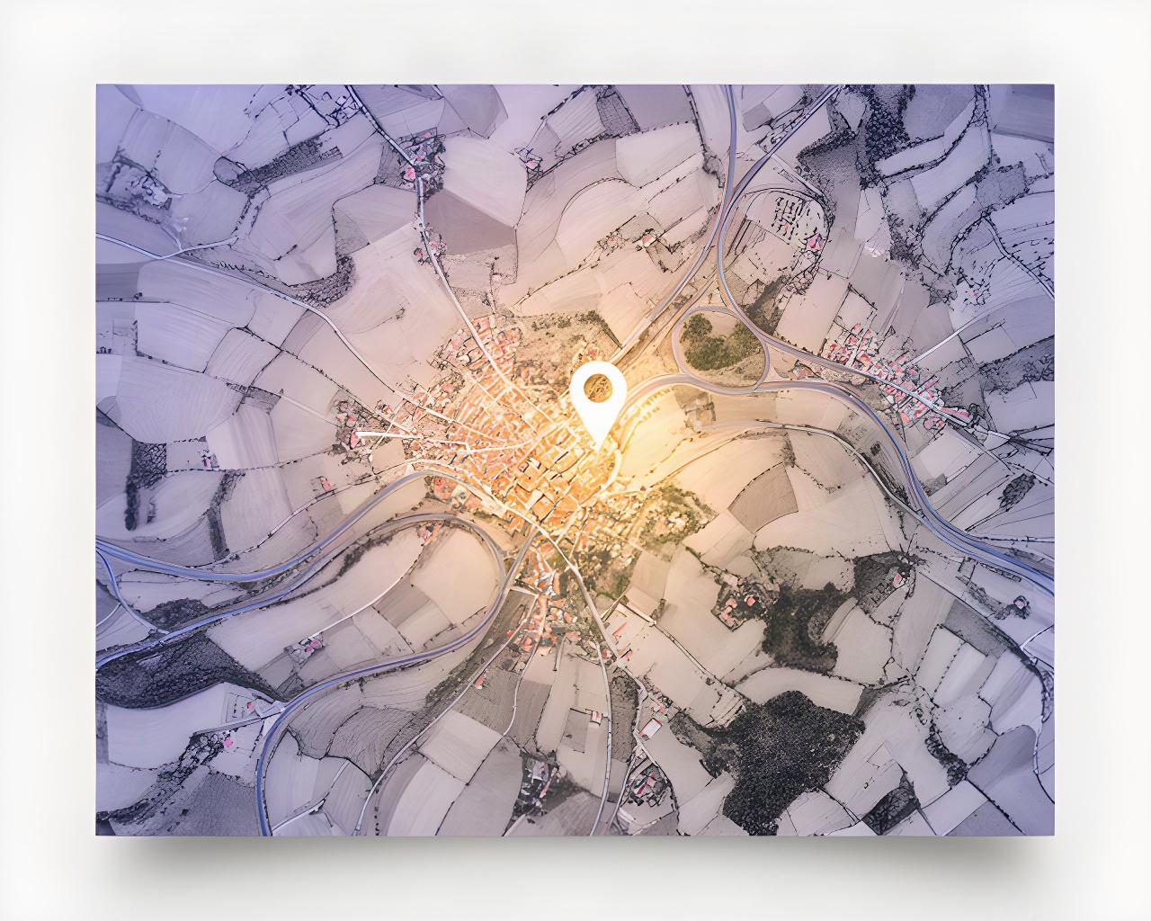 Mappa stradale dell'area di Montegranaro con indicatore della sede in Strada Provinciale 182 Case Rosse